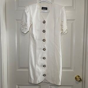 Vintage Cream Gold button down All that Jazz dress